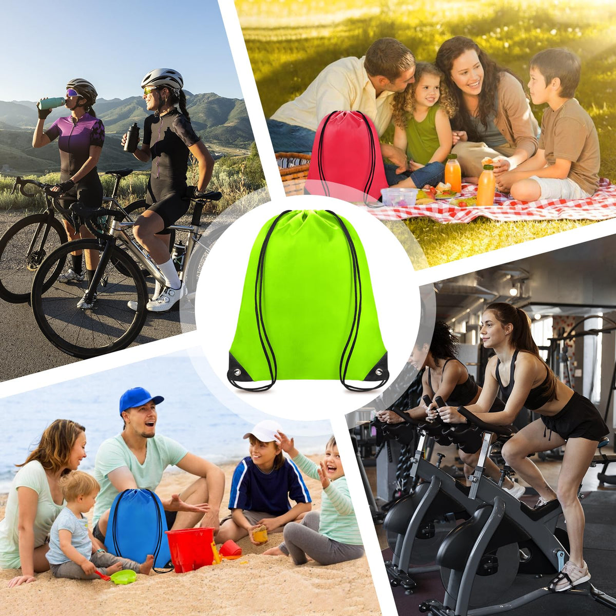 Grneric Drawstring Backpack Bulk 70Pcs String Backpack Drawstring Bags Cinch Bag Sackpack for Men Women Gym(Light Green)