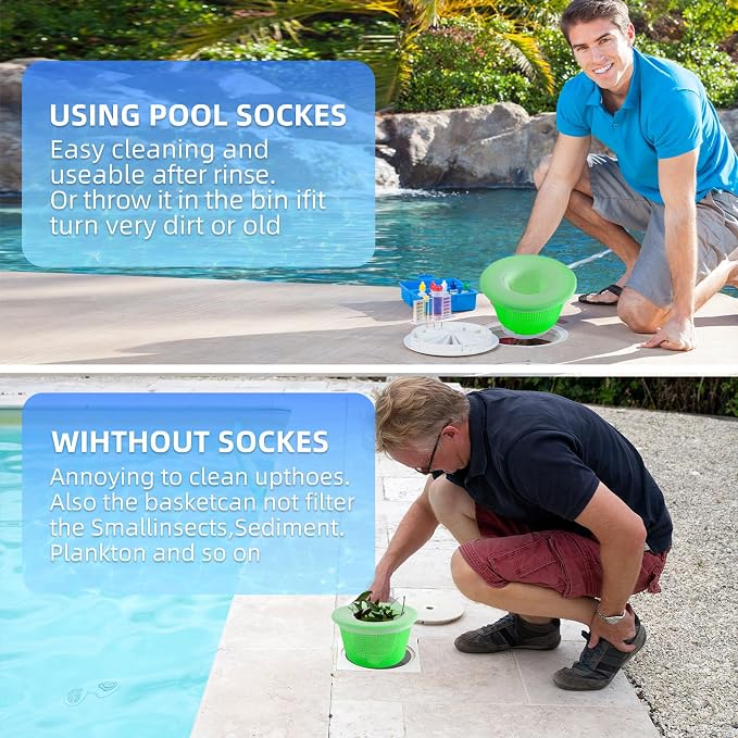 60PCS Pool Skimmer Socks Above Ground and Inground Pool, Pool Skimmer Basket