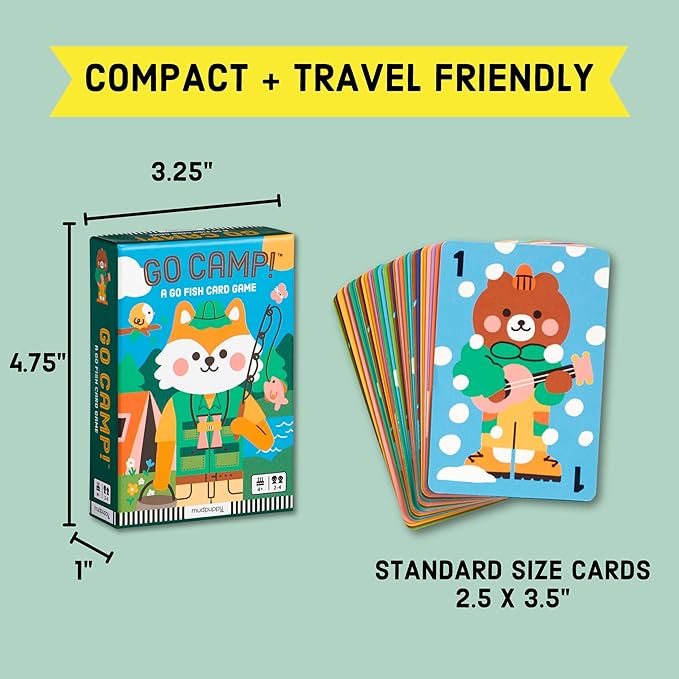 Mudpuppy Go Camp! – Camp Version of Classic Kids Go Fish Card Game with Cute Illustrations of Animals for Children Ages 4 and Up, 2-4 Players