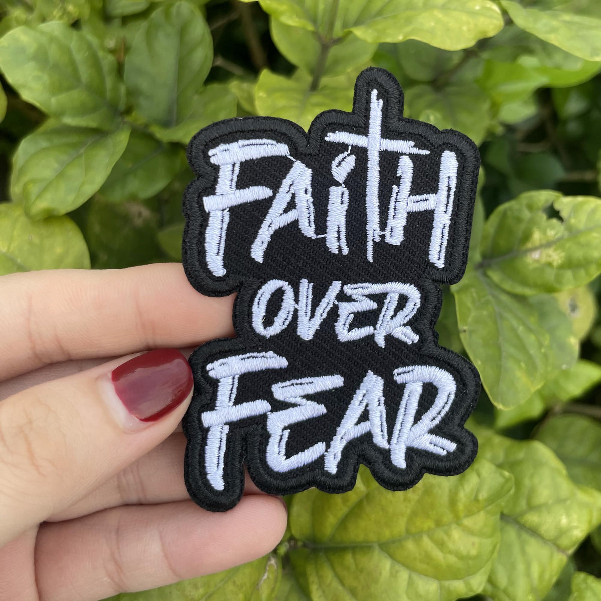 GELATUDU Faith Over Fear Patch-3 Inches Iron On/Sew On Embroidered Applique Patch, Embroidery Patches for Clothes Backpacks Hats, Embroidered Patch, Funny Christian DIY Accessories
