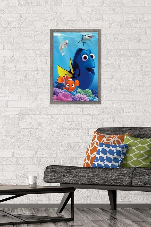 Trends International Disney Pixar Finding Dory - Dory Wall Poster, 14.725" x 22.375", Barnwood Framed Version