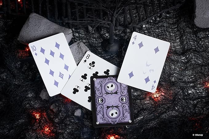 Disney Tim Burton's Nightmare Before Christmas Inspired Playing Cards Featuring Jack Skellington, 1 Deck for Halloween Gifts, Christmas Stocking Stuffers, or Vacation Travel Games