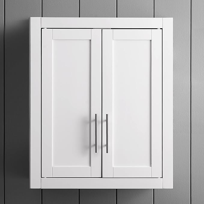 Crosley Furniture Savannah Wall Mounted Bathroom Storage Medicine Cabinet with Shelves, White