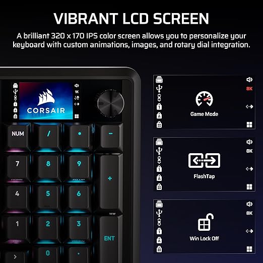 Corsair Vanguard PRO 96 Wired Hall Effect Magnetic Mechanical Gaming Keyboard – 96% Layout, MGX Hyperdrive Switches, 8000Hz Polling, Rapid Trigger, Virtual Stream Deck, SOCD Flashtap, QWERTY US