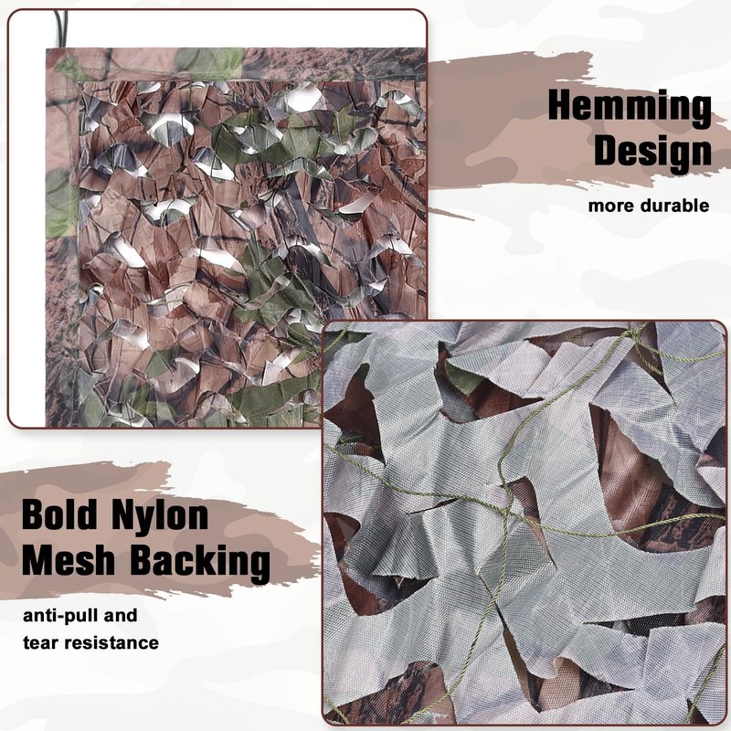 Yeacool Camo Netting Mesh Camouflage Netting Military Surplus Hunting Blind Net for Camping Military Theme Party Decor Backdrop Sunshade Car Cover Shooting (Camo Bionic Leaves,19.7ftx19.7ft, 6m*6m)
