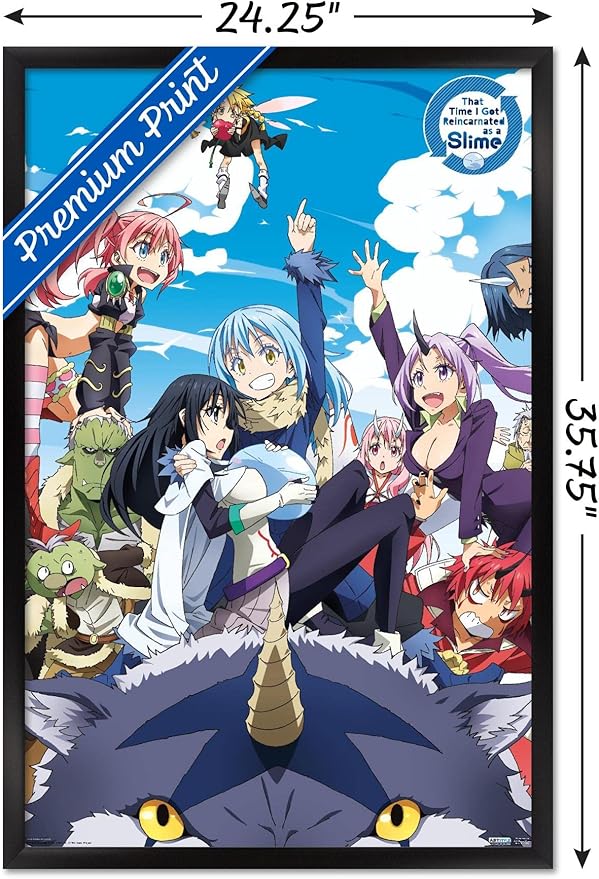 Trends International That Time I Got Reincarnated As A Slime - Group Wall Poster, 22.375" x 34", Black Framed Version