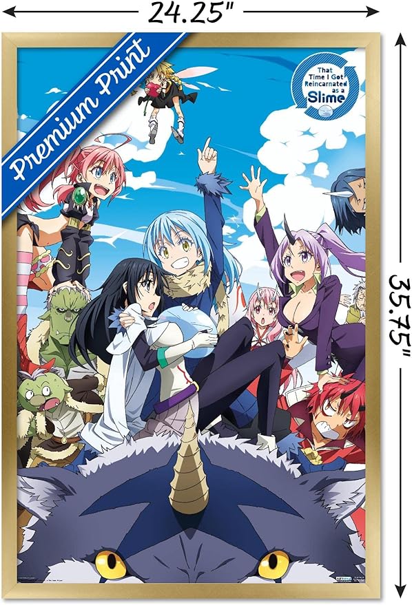Trends International That Time I Got Reincarnated As A Slime - Group Wall Poster, 22.375" x 34", Gold Framed Version