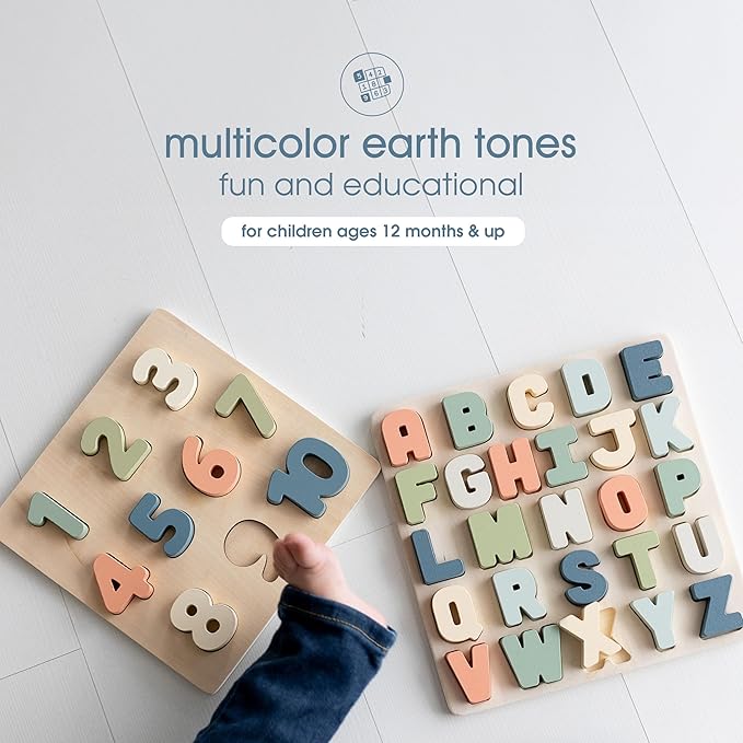 Pearhead Wooden Numbers Puzzle, 1–10 Counting Learning Toy for Toddlers, Montessori Educational Play, Spring Easter Basket Gift