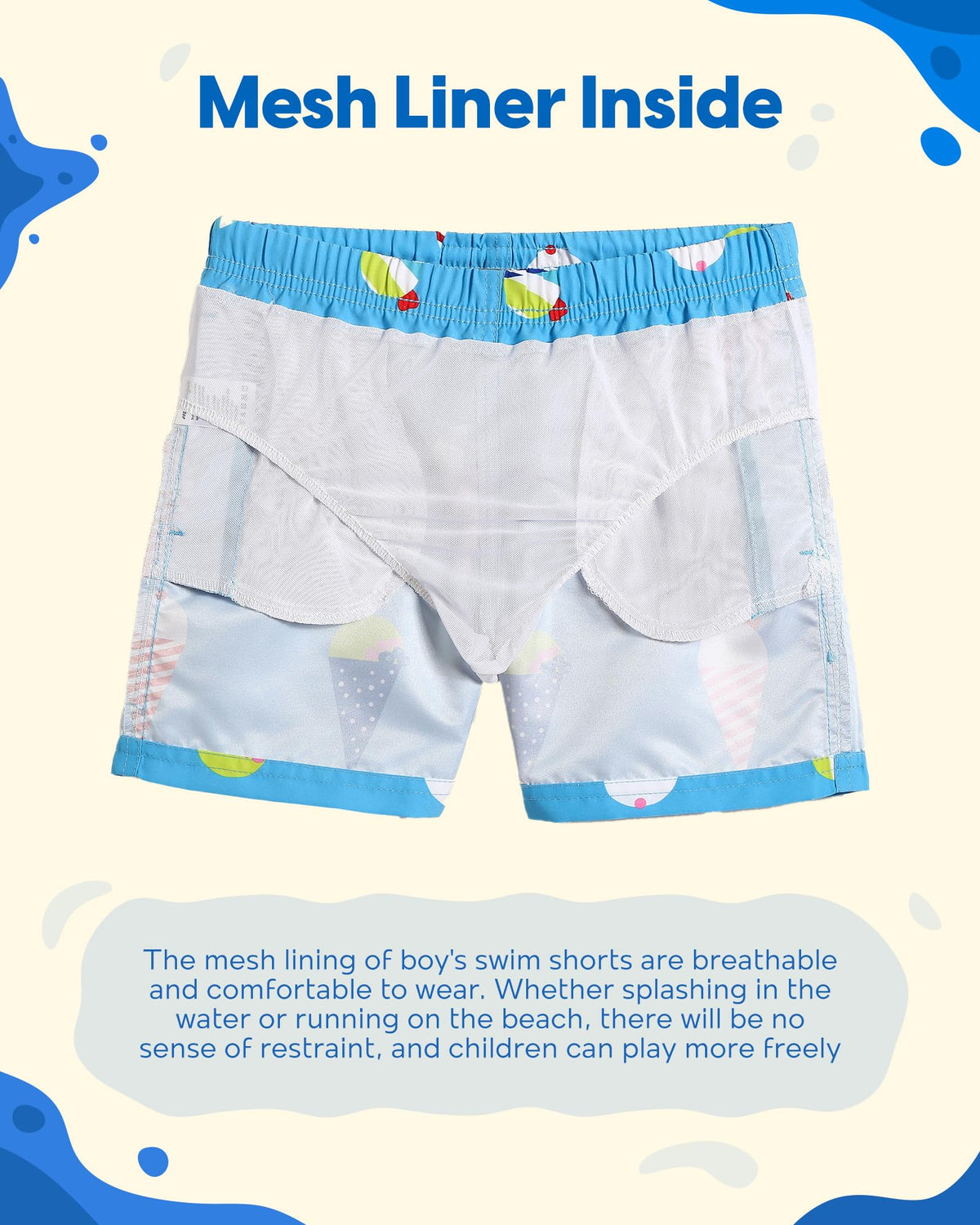 maamgic Boys Swim Trunks Toddler Swim Shorts Little Boys Bathing Suit Swimsuit Toddler Boy Swimwear,Ice-Lake Blue,7 T