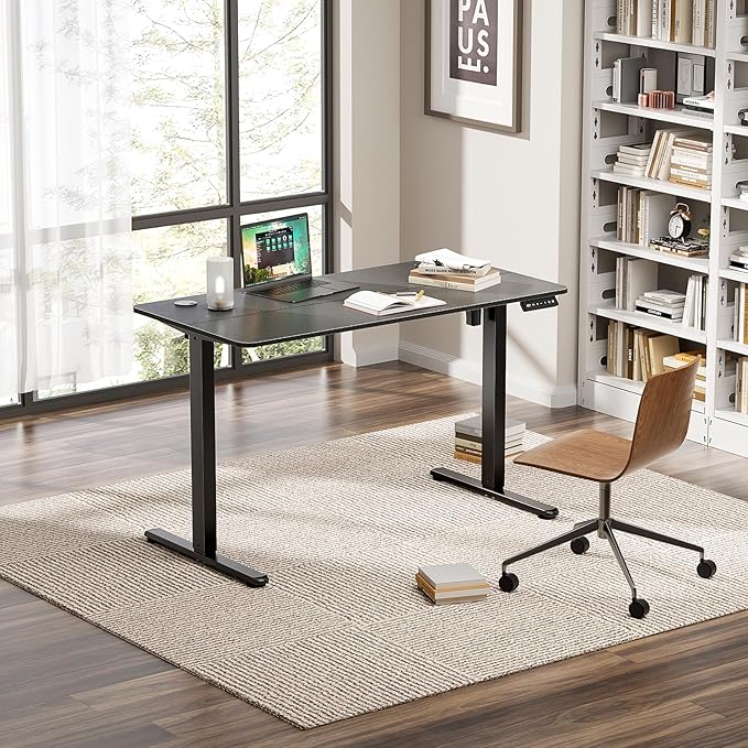 Electric Standing Desk 63 x 24 Inches, Height Adjustable Sit Stand Home Office Computer Desk with Memory Presets,Carbon Fiber Black