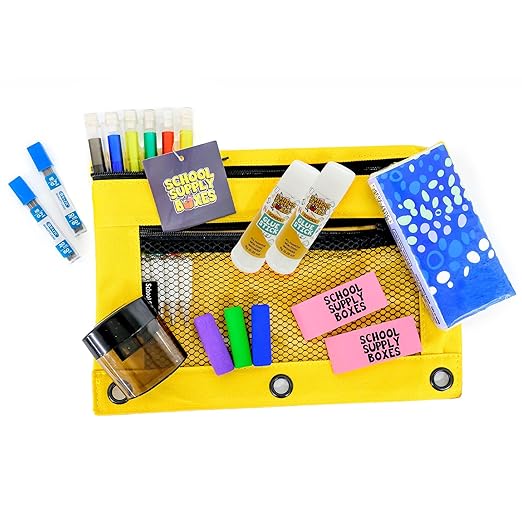 Elementary School Essentials Bundle | Case (4 Boxes) - 91 Pieces per Box | School Supply Boxes - Back to School Essentials | Includes Binders, Folers, Notebooks, Paper, Pencils, Pens, & More
