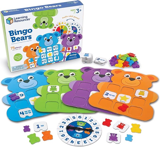 Learning Resources Bingo Bears - Custom Bingo Game for Kids, Matching Games for Toddlers 3-5, Toddler Board Games, Practice Counting and Color Recognition, Preschool and Kindergarten Classroom Toys