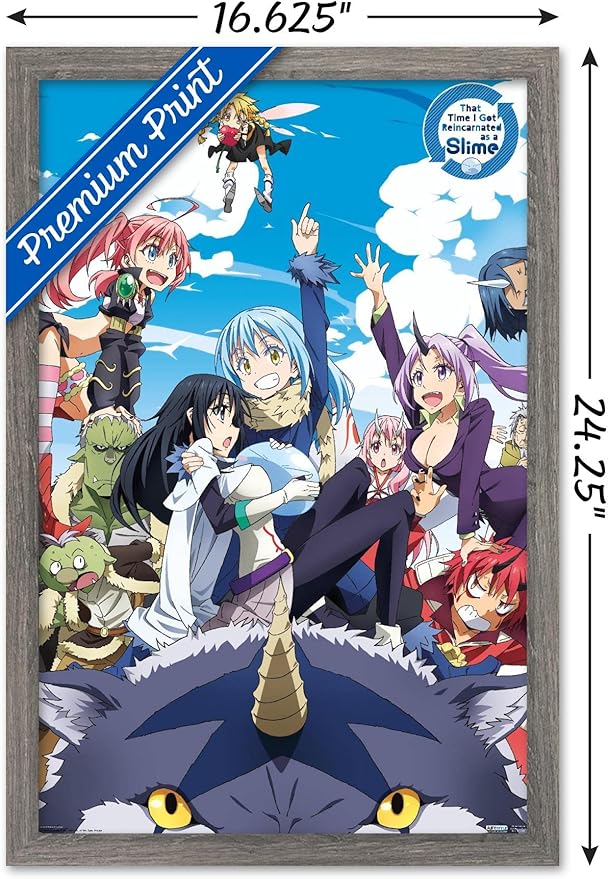Trends International That Time I Got Reincarnated As A Slime - Group Wall Poster, 14.725" x 22.375", Barnwood Framed Version