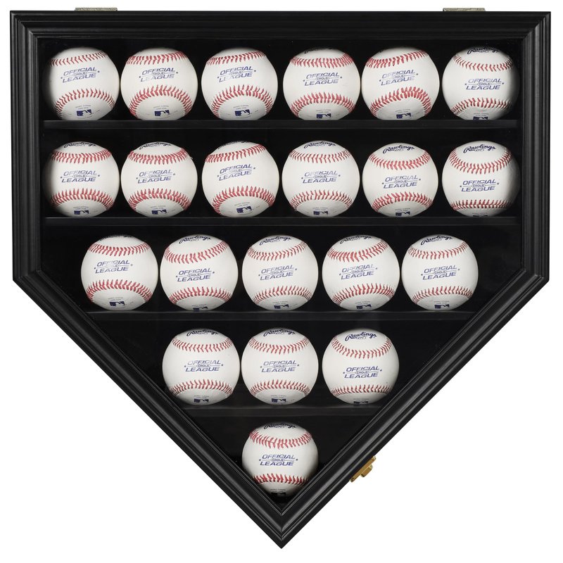 DisplayGifts Baseball Display Case Baseball Holders for Balls Display with 21 Slots Wall Display Box 98% Clear Antifade UV Protection with Gold Locks for Homerun and Collector Autograph Balls