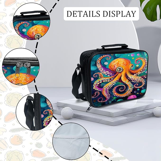 Octopus Backpack Set 3 Piece School Bags and Lunch Box with Pencil Case Octopus Bookbag Set for Toddler Kids Girls Boys Teens Kindergarten Elementary Middle