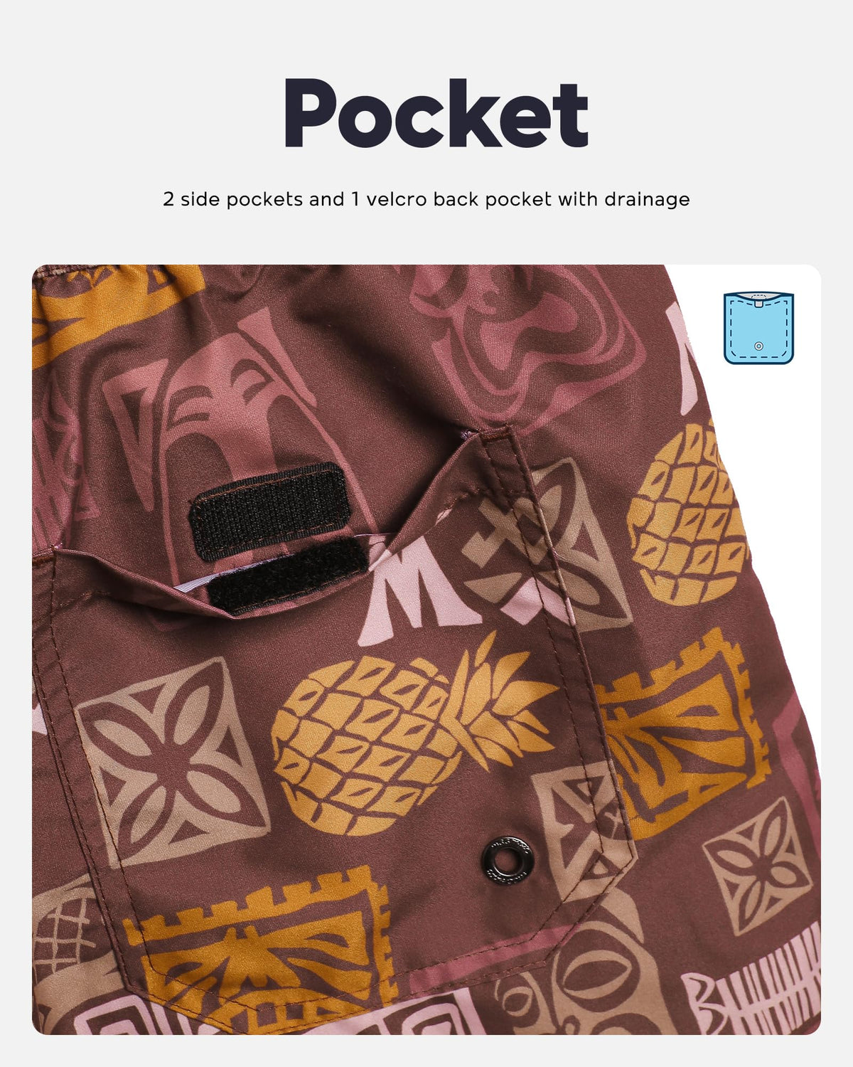 maamgic Mens Swim Trunks Quick Dry Swim Shorts with Mesh Lining Funny Swimwear Bathing Suits 7inch Brown Totem Medium