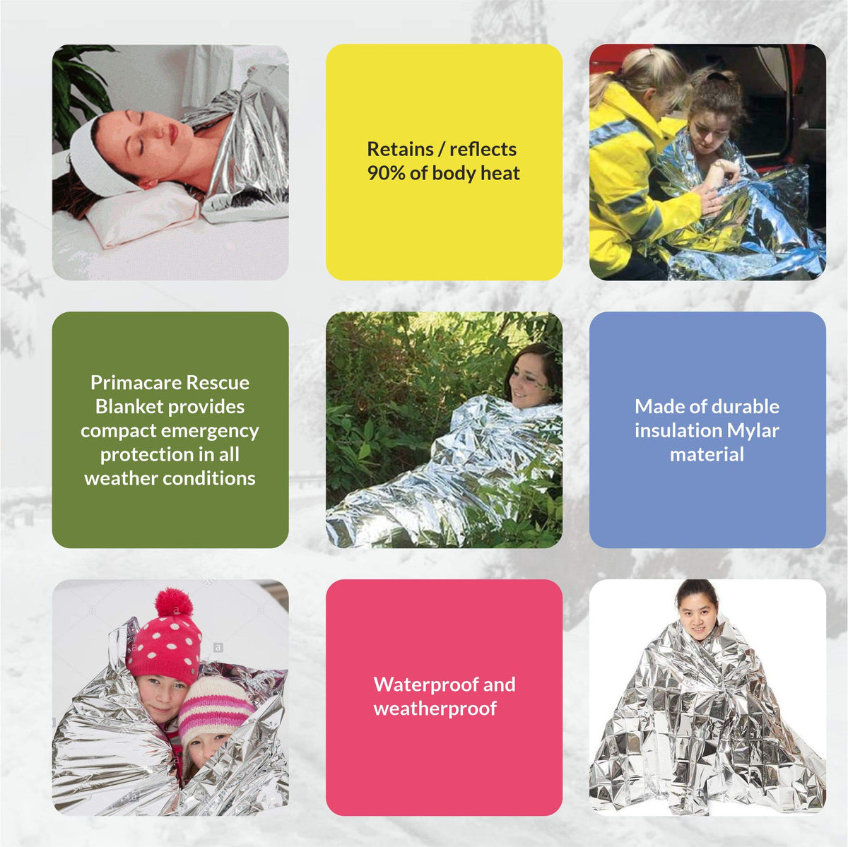 Primacare HB-10 Emergency Mylar Thermal Blankets – 10 Pack, 84" x 52", Silver – Reflective, Waterproof, Retains 90% Body Heat – for Survival, First Aid, Outdoors, Camping, EMS