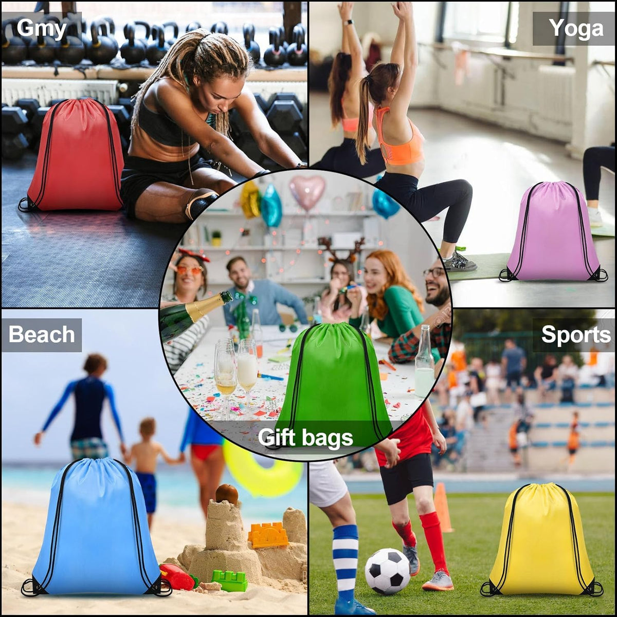 Grneric 25 Pieces Drawstring Bags Bulk Drawstring Backpack Draw String Bag Cinch Sack for Gym Traveling Yoga Outdoor Sports (25 Colors)