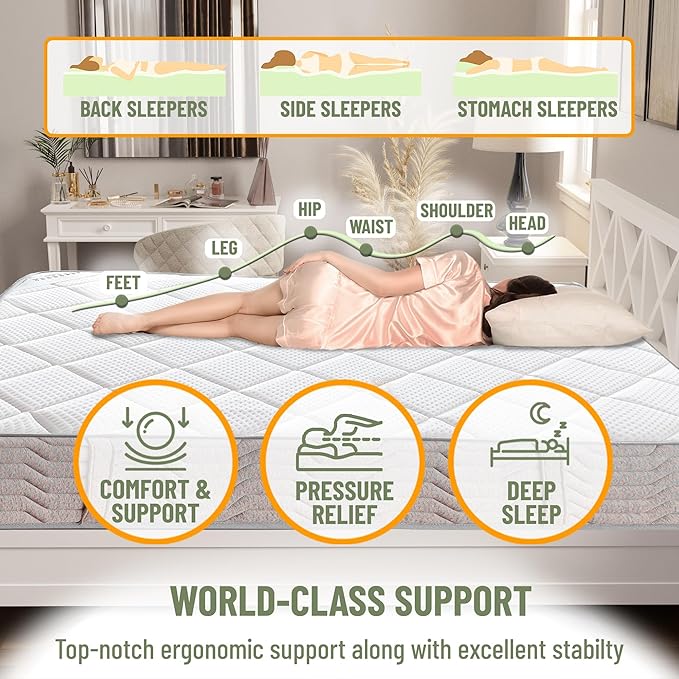 Ottomanson King 12” Hybrid Mattress - Rock Salt Infused Quilted Cover - Made in USA - Medium-Firm Support - Individually Pocketed Coils & CertiPUR-US Foam - Fiberglass-Free - Bed in a Box