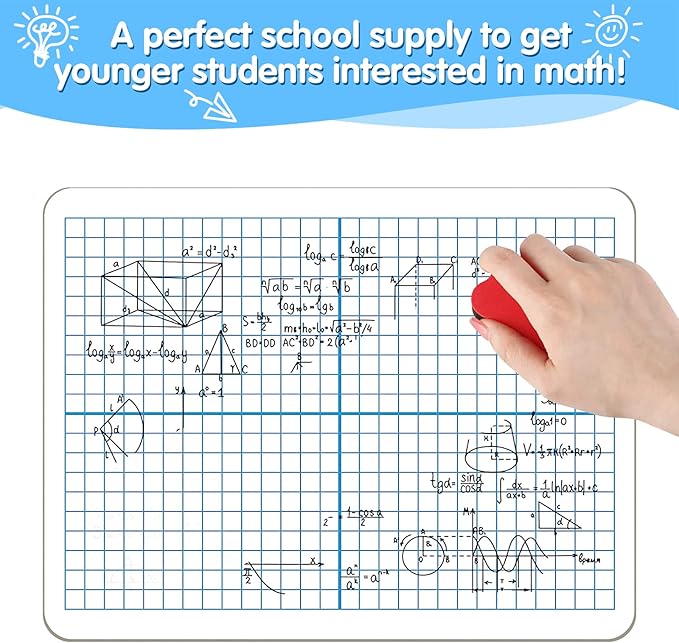XY Axis Graph Dry Erase Board, 9" x 12" Double-Sided Coordinate Grid Whiteboard, Math Manipulatives for Students, Classroom and Home, Small Dry Erase White Board