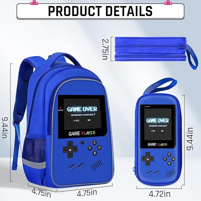 Backpack for School Boys,3pcs Boys Backpack and Lunch Box Set for Elementary Middle School, 17″ Video Game Bookbag for Ages 6-18 Kids Children Teens