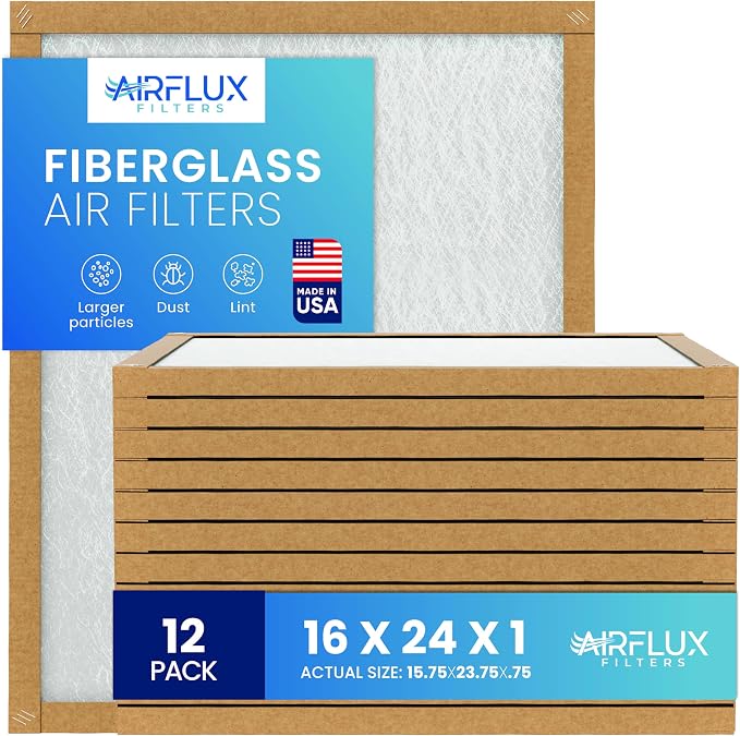 Fiberglass Air Filter -16x24x1Air Filter 12 Pack