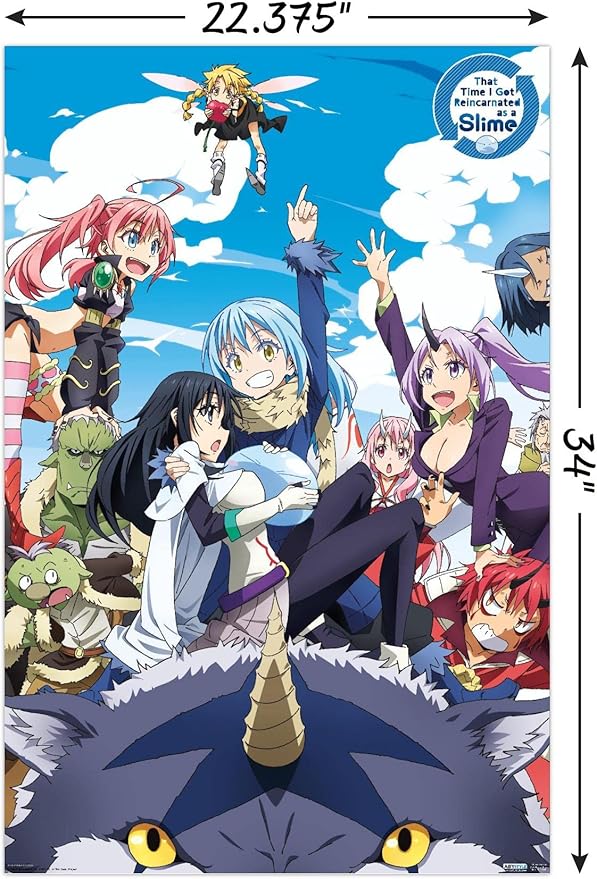 Trends International That Time I Got Reincarnated As A Slime - Group Wall Poster, 22.375" x 34", Poster & Mount Bundle