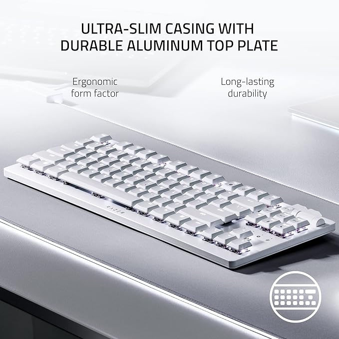 Razer DeathStalker V2 Pro Wireless TKL Optical Linear Switch Gaming Keyboard with Low-Profile Design Chroma RGB, Bluetooth Keyboard for Mac or Windows PC Gaming Computers - White (Renewed)