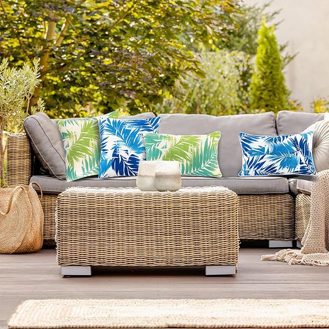 JMGBird Outdoor Pillows Set of 2 Outdoor Throw Pillows Waterproof with Insert Pillow 18×18 Inch Outdoor Pillow for Patio Furniture