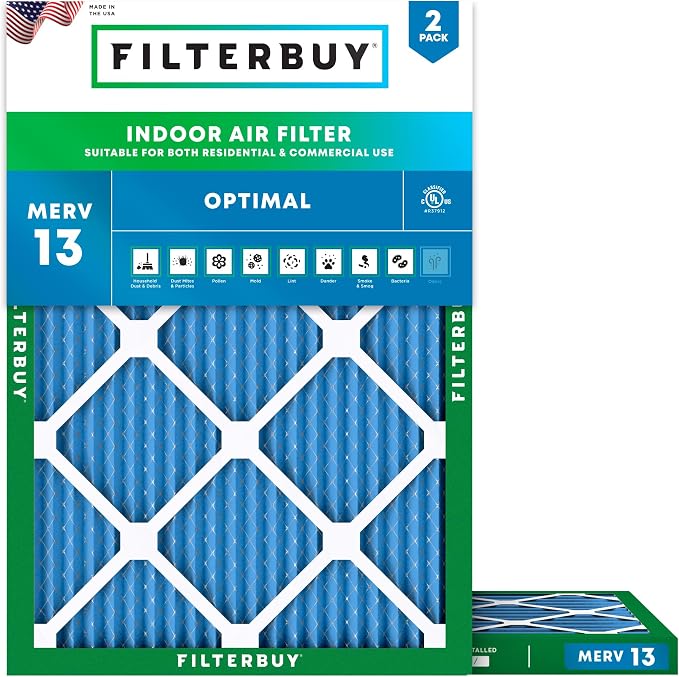 Filterbuy 30x36x1 Air Filter MERV 13 Optimal Smoke & Allergy Defense,