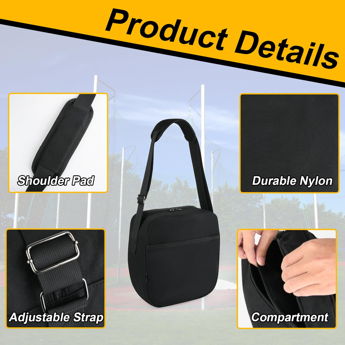 Cosmos Discus Carrier Bag Discus Shoulder Bag with Adjustable Strap, Track and Field Discus Throw Carry Case Portable Discus Storage Bag with Zipper Pocket for Storing 2 Discuses, Discus Not Included