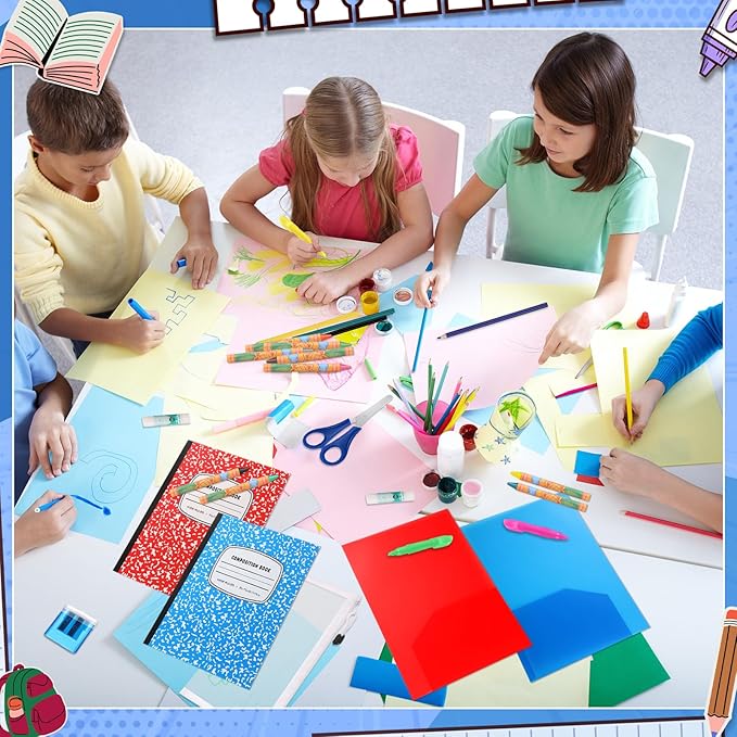 72 Pcs School Supplies Gift Box Set, Back to School Supplies Primary Middle College Bundle Essential Stuff Bulk Pen Notebook Colorful Stationery for Teacher Student Classroom
