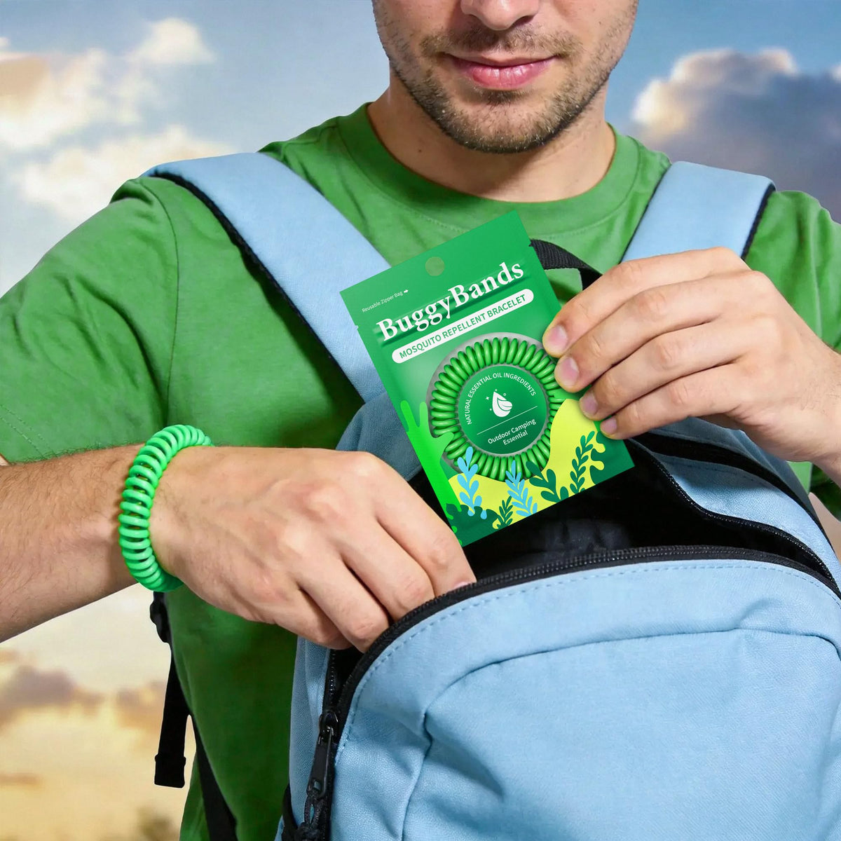 BuggyBands 12 Pack Mosquito Repellent Bracelets for Adults & Kids, Individually Wrapped, DEET Free, Natural and Waterproof Band