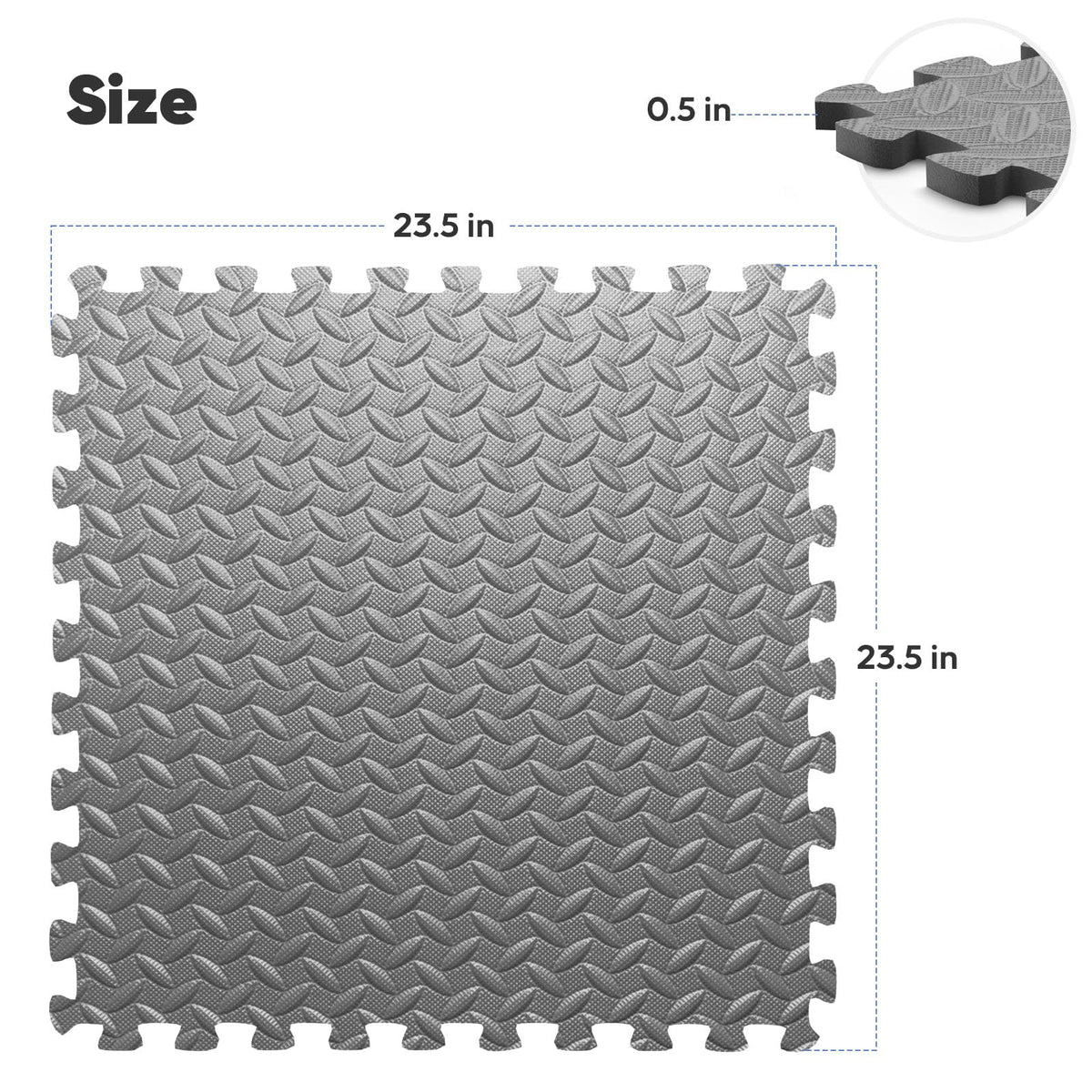 12 Pack 48 sqft Home Gym Mat, Puzzle Exercise Mat, EVA Interlocking Foam Floor Tiles for Home Workout Equipment and Kids' Play Areas - Grey, 24 in x 24 in x ½ in - 12 Tiles (Grey, 12 Pack, 48 SQ FT)