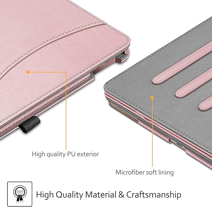 Fintie Multi-Angle Case, 2017/2015 iPad Pro 12.9 inch (Old Model) 1st & 2nd Gen Case - [Corner Protection] Folio Stand Cover with Pencil Holder & Pocket, Auto Wake/Sleep, Rose Gold