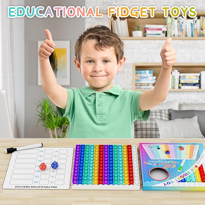 COOVA Multiplication Chart Pop It - Multiplication Game Board, 12x12 Times Table Math Game Board for Kids Learning, Educational Multiplication Machine Toy