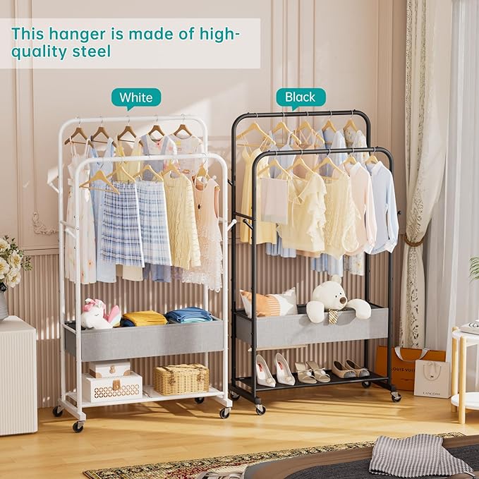 SINGAYE Clothes Garment Coat Rack Drying Clothing Racks Metal Freestanding for Hanging Clothes Portable Closet for Laundry Bedroom White