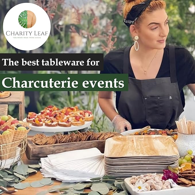Charity Leaf Disposable Palm Leaf 5" Round Bowl (200 pcs) Dipping Bowls | Bamboo Like| All Natural and Biodegradable | Charcuterie Boards, BBQs, and Parties