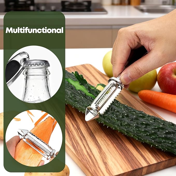 Kitchen Peeler Set, 2‑Pack Stainless Steel Y & I Peeler with Non‑Slip Ergonomic Handle