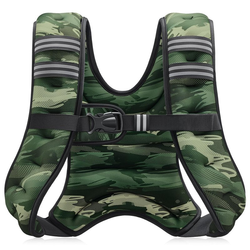 ZELUS Weighted Vest, 6lb/8lb/12lb/16lb/20lb/25lb/30lb Weight Vest for Men Women with Storage Pocket & Reflective Strips for Workout Strength Training Running Muscle Building, Forest Green Camo (8 lb)