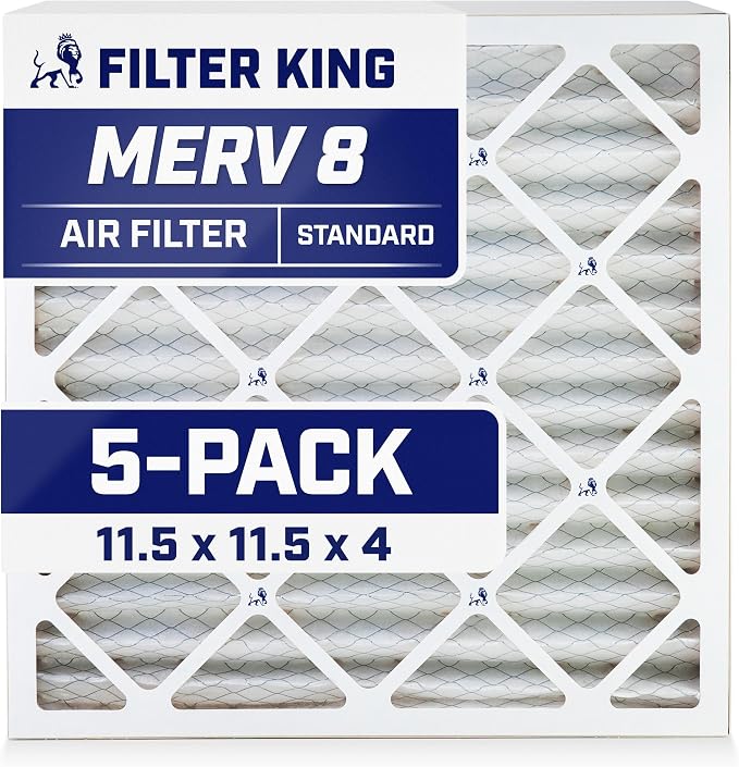 Filter King 11.5x11.5x4 Air Filter | 5-PACK | MERV 8 HVAC Pleated A/C Furnace
