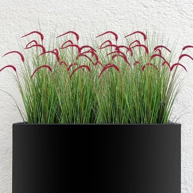 Jexine 4 Pieces Faux Plants Outdoor 4 ft Tall Artificial Grass Plant Potted Artificial Setaria Grass Faux Greenery Floor Plants for Housewarming Gift House Garden Lobby Outdoor (Purple)