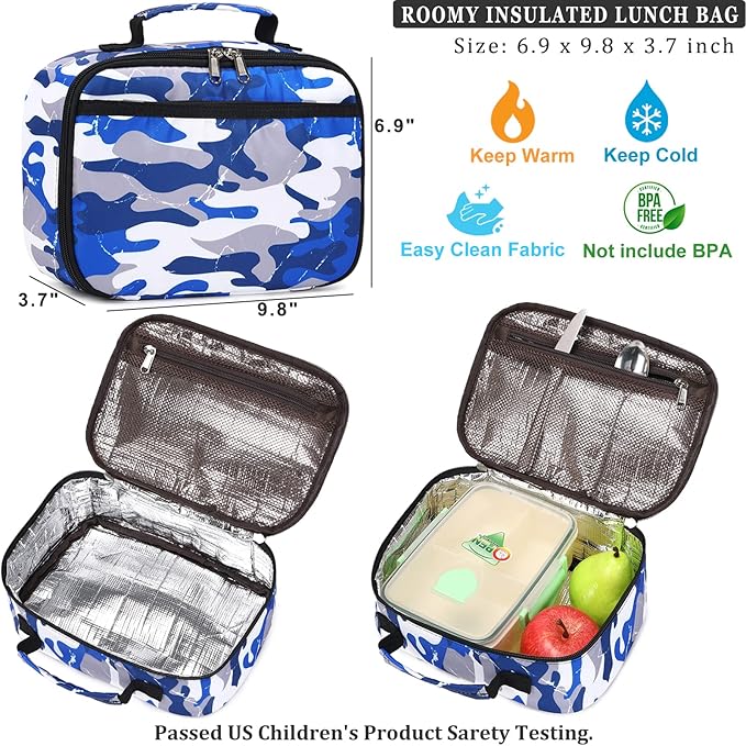 DSIUE School Backpack for Boys, Shark backpack with Lunch Box, Bookbag for Boys Kids Backpacks for Elementary School Student
