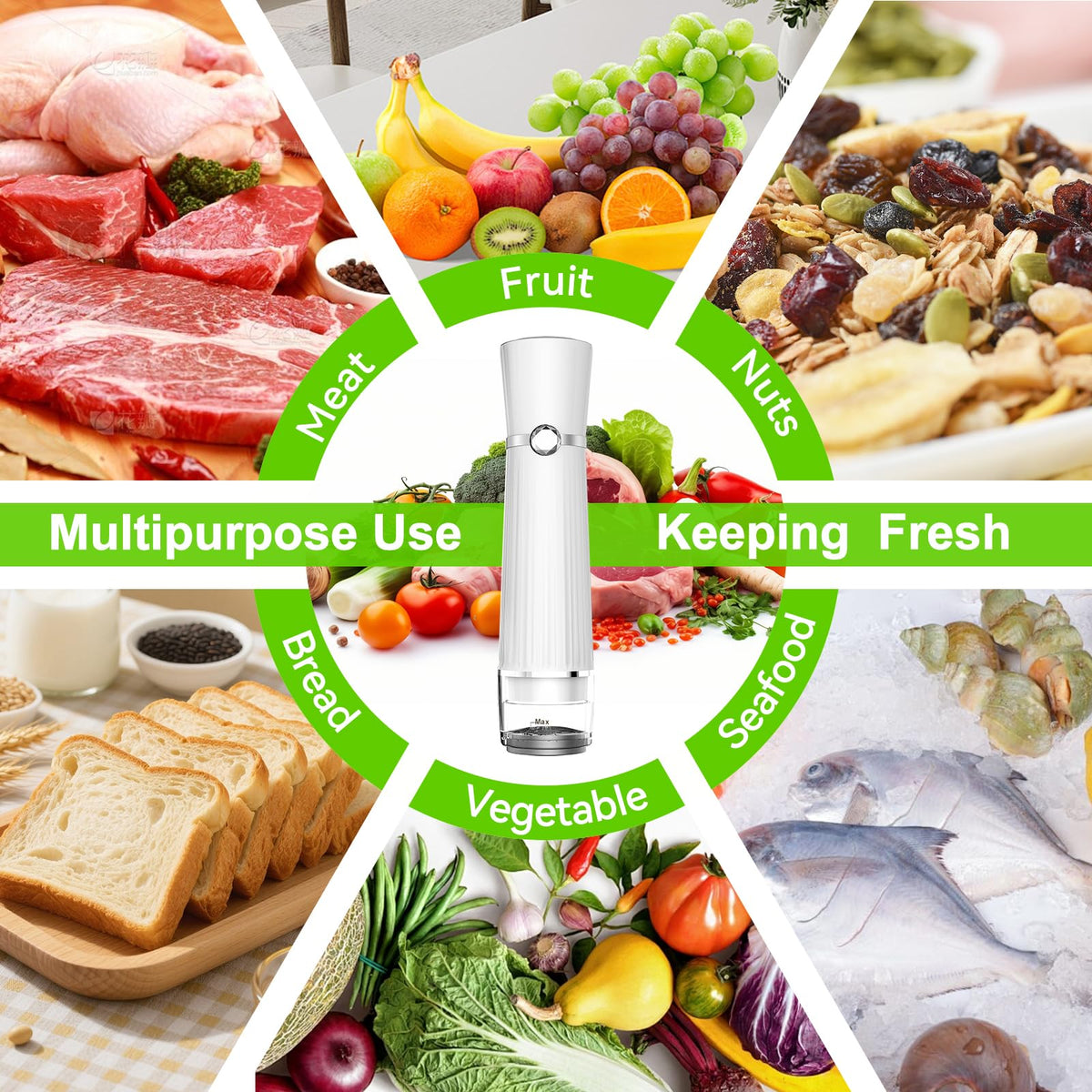 Jexqizy Vacuum Sealer for Food (Compact Vacuum Sealer Machine + 40 Reusable Vacuum Bags), Powerful 80Kpa Portable Vacuum Sealer for 10X Preservation & Fresh, Handheld Vacuum Food saver