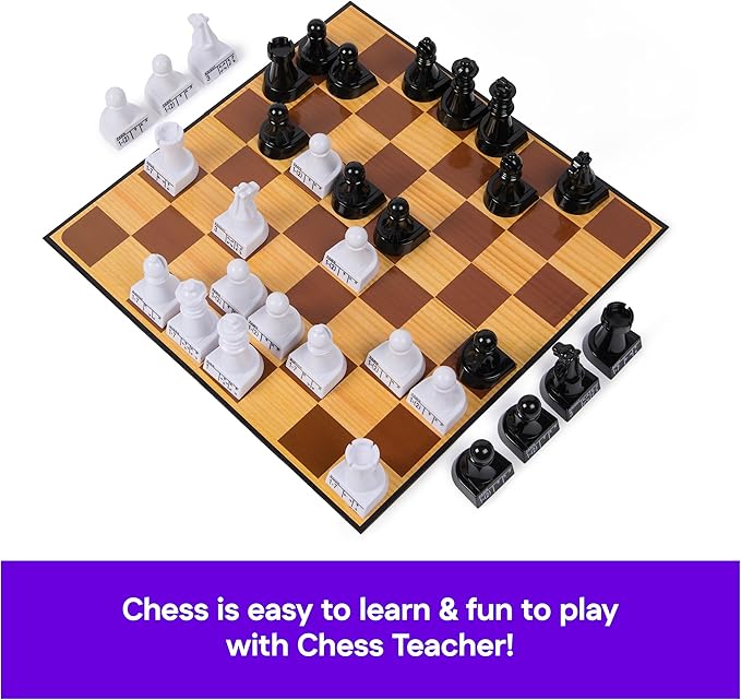 Spin Master Games, Cardinal Classics Chess Teacher, Learn to Play Strategy Board Games for Beginners, Chess Set for Kids, 2 Players, for Ages 8 & Up