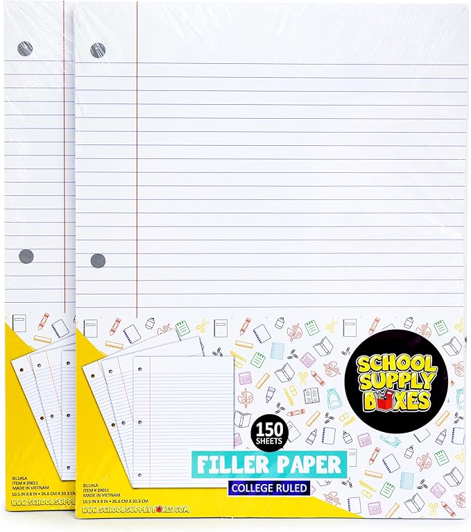 High School Writing Bundle | 1 Box - 51 Pieces per Box | School Supply Boxes - Back to School Essentials | Includes Composition Books, Loose Leaf Paper, Index Cards, 12 ct. Pens & More