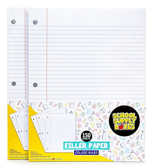 School Supply Boxes | High School Writing Case (2 Boxes) | Back to School Essentials Kit for Students & Teachers | Includes College-Ruled Filler Paper, College-Ruled Notebooks, 12 ct. Pens, & More
