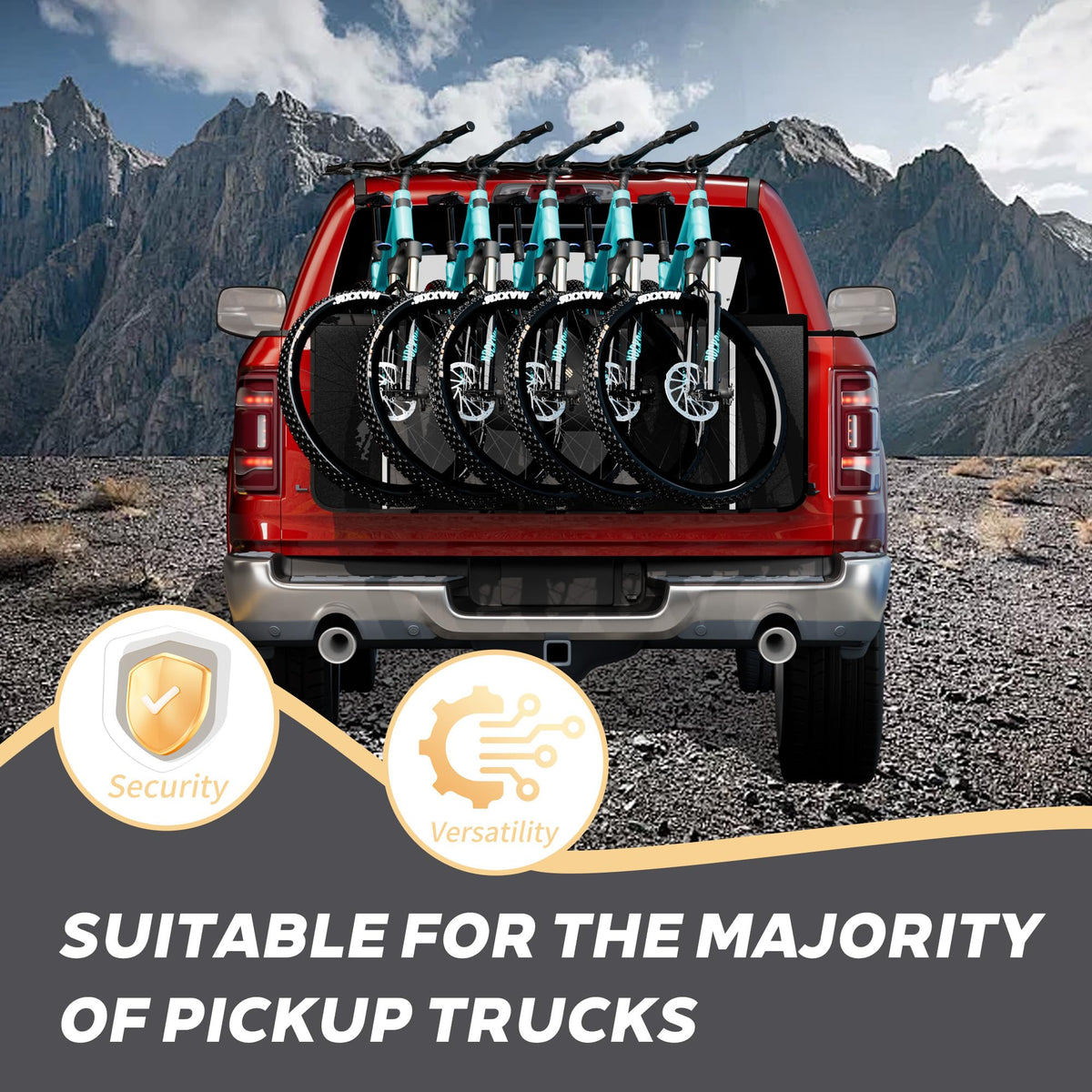 FILORI 5-Bike Tailgate Pad for Mountain Bike | No-Block Backup Camera, Waterproof Tool Pockets & Reflective Strips | Heavy-Duty Protection for Truck & Bikes | Universal Fit for Most Pickup Trucks