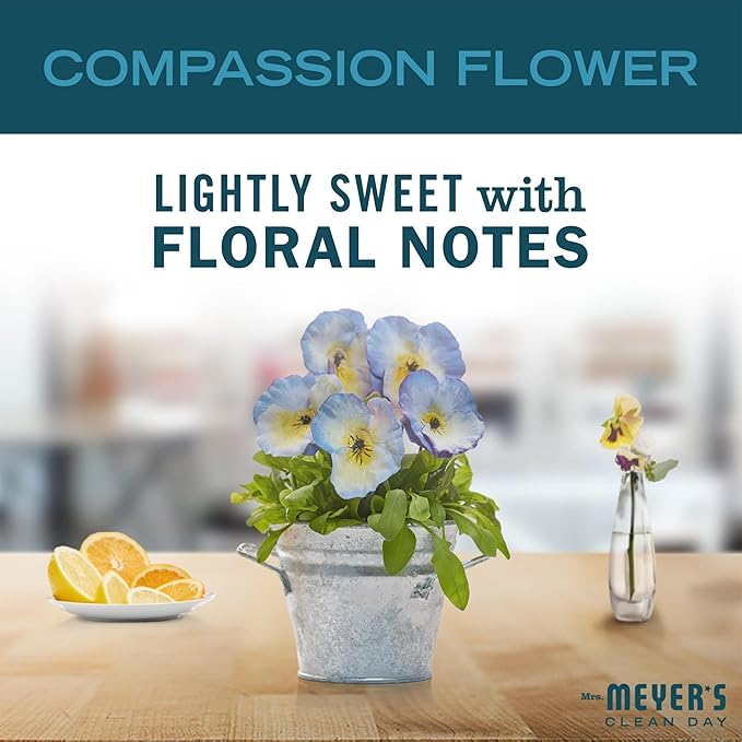 MRS. MEYER'S CLEAN DAY Liquid Fabric Softener, Infused with Essential Oils, Paraben Free, Compassion Flower, 32 oz (32 Loads)