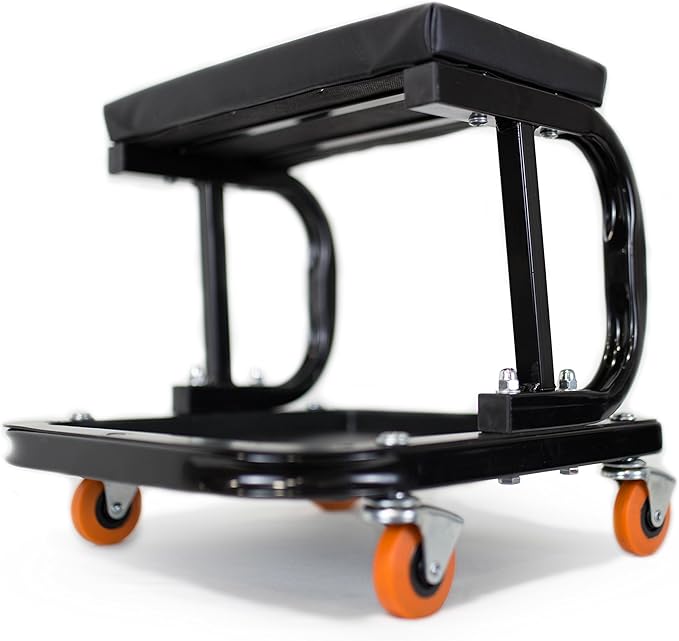 Wen 73011T 250 lb. Capacity Rolling Mechanic Seat with Onboard Storage